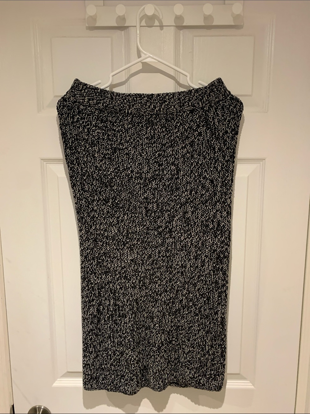 Black and White Marled Knit Pencil Skirt